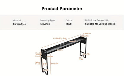 Expandable Stove Shelf Kitchen Organizer with 27.4-32.7-Inch Width, Adjustable Height and Utility Hooks