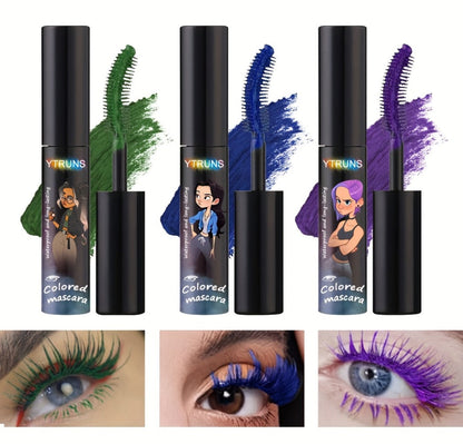 YTRUNS Colored Mascara in Six Shades from White and Brown to Black, Green, Blue or Purple with Curved Wands