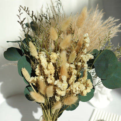 Natural 42-Piece Pampas Grass Bouquet with Eucalyptus and Dried Botanical Stems for Vase Decor