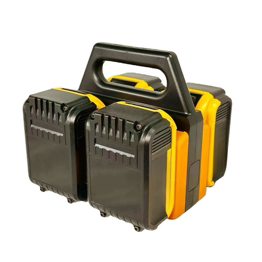 DeWalt 18V 20V Battery Storage Rack – 4-Port Portable Holder with Mounting Frames, Upgradeable Tool Hanger Organizer, Modular & Individually Assembled Battery Mount for Workshop & Jobsite