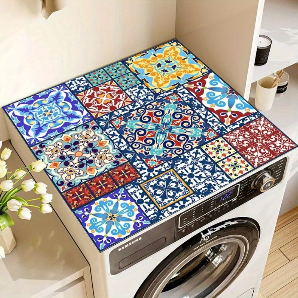Rectangular Washing Machine Top Mat with Five Mosaic Pattern Checkout Options, 23.62 × 19.69 Inches