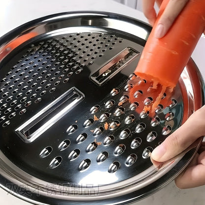 Stainless Steel Kitchen Bowl Set, Three-Piece Grater, Colander and Mixing Bowl Prep System