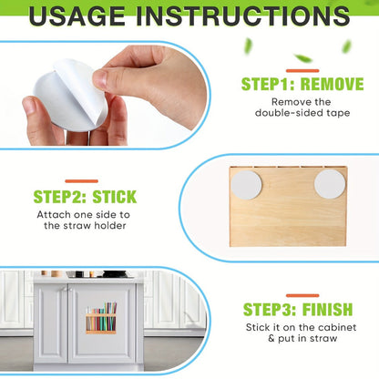 9.8 Inch Acacia Wood Straw Holder for Cabinet Doors, Counters and Reusable Straw Organization