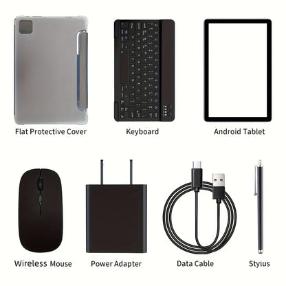 Android Tablet PRITOM 10.1-Inch 2-in-1 with Android 14, 128GB Internal Storage and 8000mAh Battery