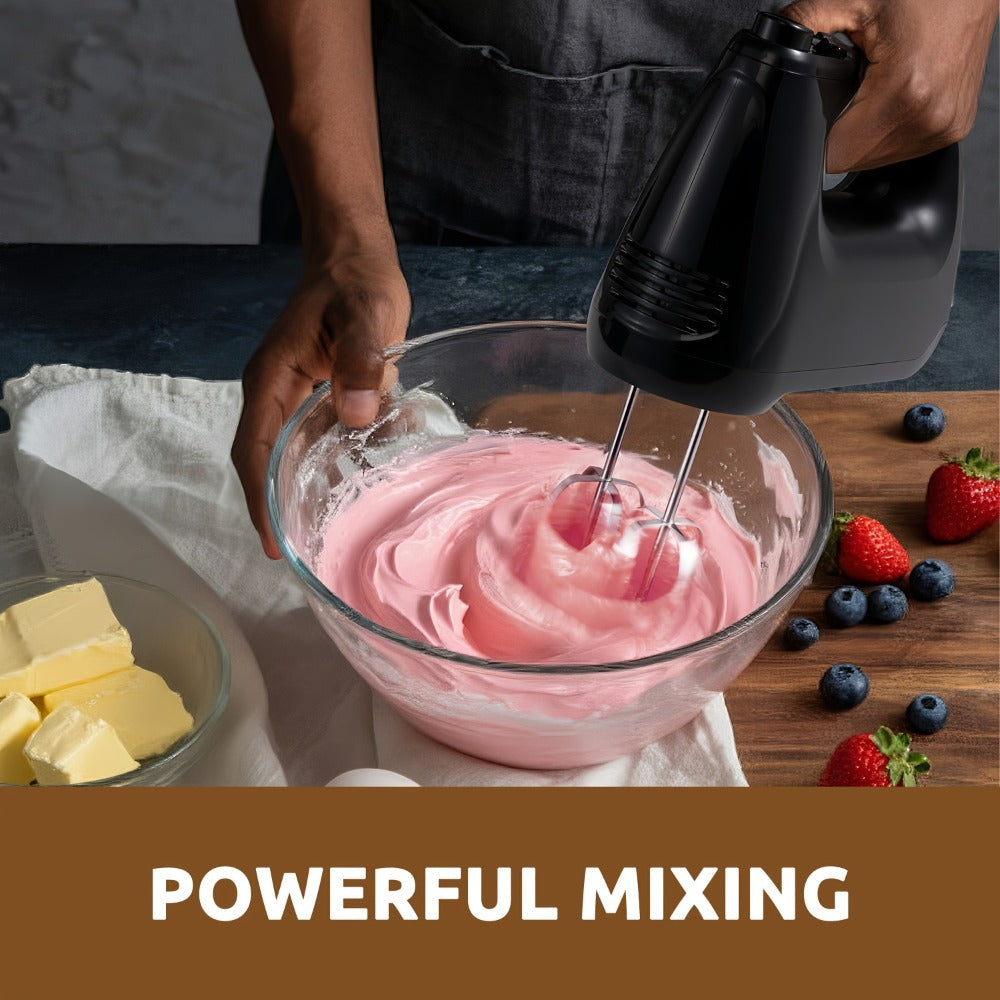 Six-Speed Electric Hand Mixer, 250 W with Five Stainless Steel Attachments and Storage Case in Three Colors