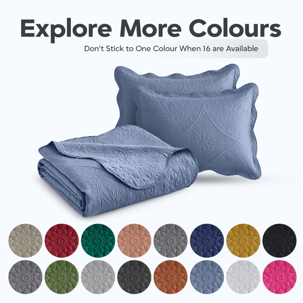 Quilted Bedspread Set 3 Piece – Soft Floral Coverlet with Pillow Shams, Lightweight Breathable Quilt for Bedroom & Guest Room, All Season Bed Cover