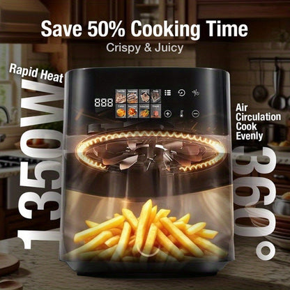 Air Fryer with LED Touchscreen, Viewing Window, Eight Preset Icons and 2.8Qt or 6Qt Black Capacity Options