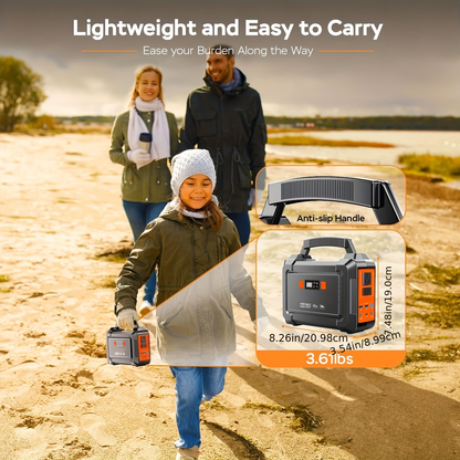Portable Power Station 296Wh 300W with Eight Outputs, Dual AC Outlets, USB-C and Optional Solar Panel