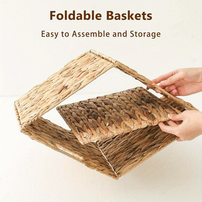 Water Hyacinth Storage Baskets with Seagrass and Paper Rope Options in 2- or 4-Pack Cube Sizes