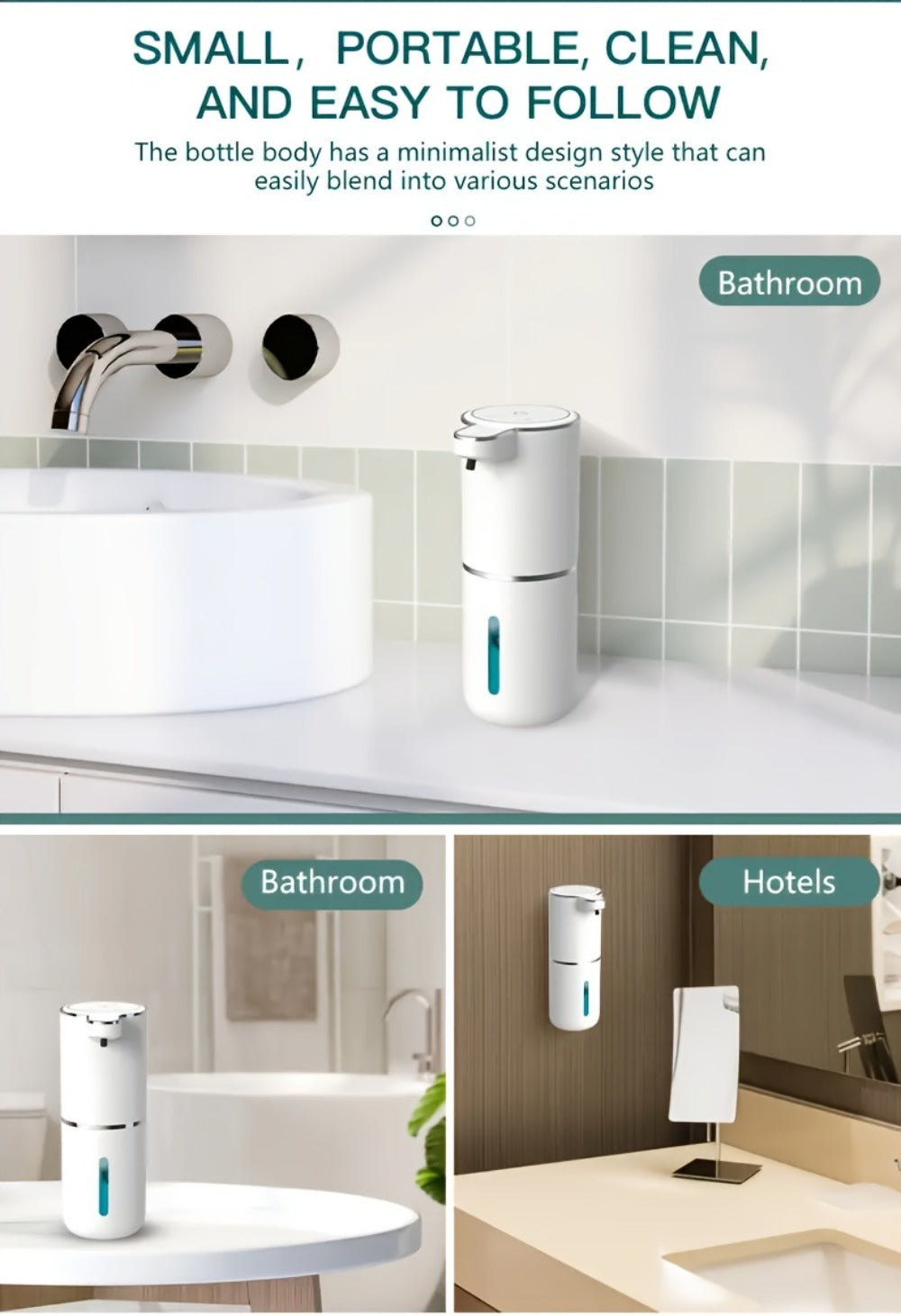 Foam Soap Dispenser Wall Mount Touchless 400ml USB Rechargeable IPX5 4 Adjustable Levels for Home Cooking, Dining and Outdoor Meals