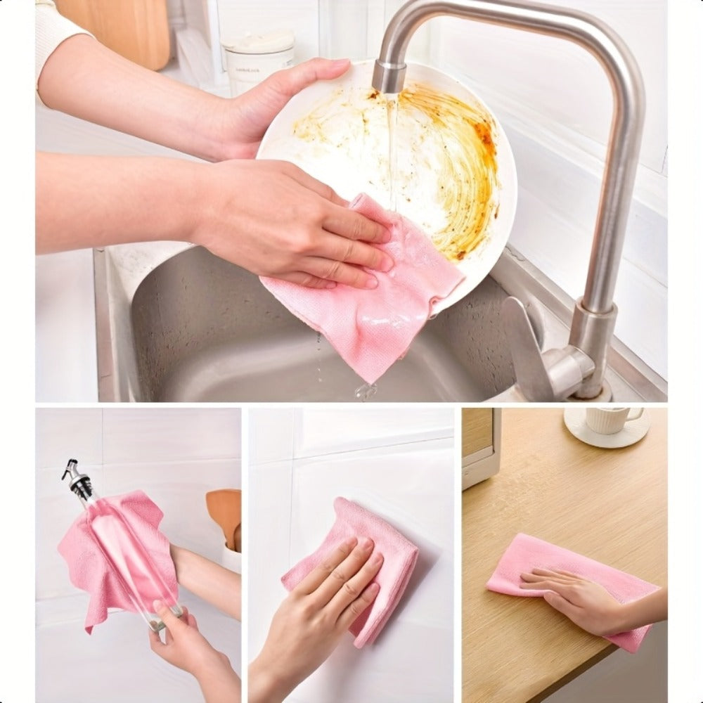 Thirty-Piece Tear-Off Microfiber Cleaning Cloth Roll in Pink, Grey, Lake Blue or Pea Green