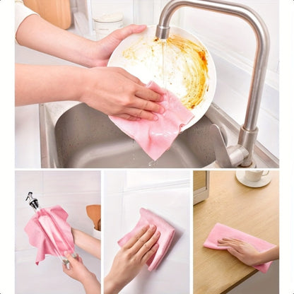 Thirty-Piece Tear-Off Microfiber Cleaning Cloth Roll in Pink, Grey, Lake Blue or Pea Green