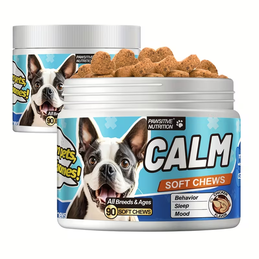 Dog Calming Soft Chews – Natural Herbal Supplement for Thunder, Fireworks & Barking Anxiety, Chicken Flavor, 90 Chews for All Dog Breeds