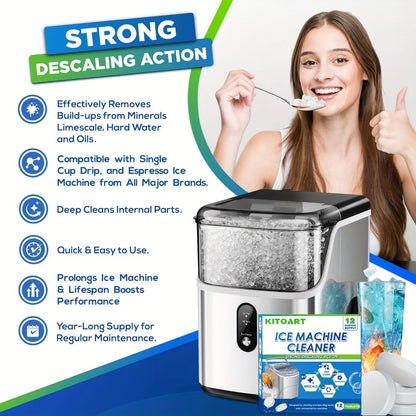 Ice Maker Cleaning Tablets Descaler 12/24/36 Pack, Food Grade Citric Acid Ice Machine Cleaner for Countertop Portable Commercial Ice Makers, Deep Clean Deodorize Remove Limescale