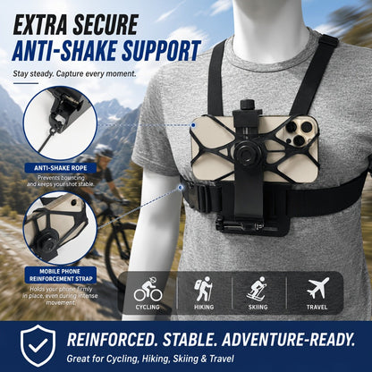 Adjustable Chest Camera Mount Harness with Six Black Checkout Styles and One-Size Strap Configuration