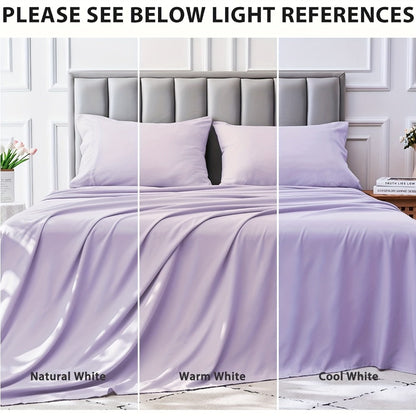 Microfiber Bed Sheet Set 4-Piece Deep Pocket Fitted Sheet Flat Sheet Pillowcases Twin Full Queen King All Colors Soft Breathable Fade Resistant Easy Care