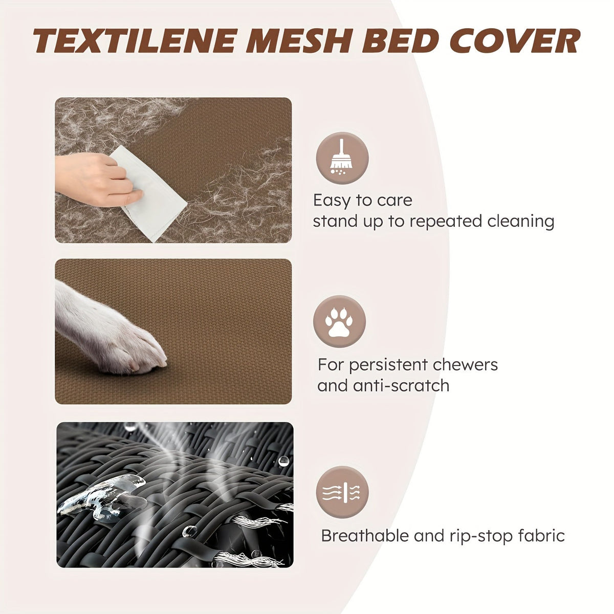 Elevated Pet Cot with Metal Frame, Textilene-Labeled Mesh Deck, Four Sizes and Seven Colors