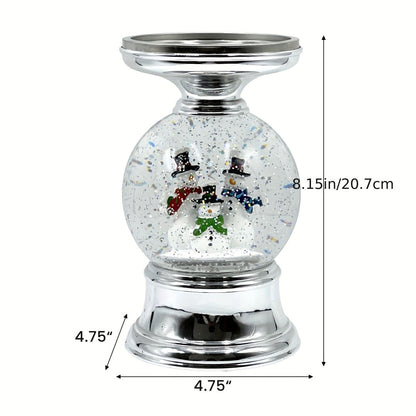 Snowman Water Globe Candle Holder Pedestal Compatible with Bath & Body Works 3-Wick Candles - Winter Christmas Centerpiece Table Decor