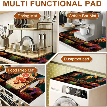 Colorful Portrait Pattern Stove Protector Mat, 28.35 x 20.47 Inches with Rectangular Format