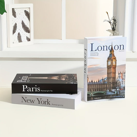 Decorative Books for Coffee Table Set of 3 – Hardcover Faux Books with Storage Box, White & Black Shelf Decor Accent for Living Room, Bedroom, Home Office, Christmas & Halloween Display