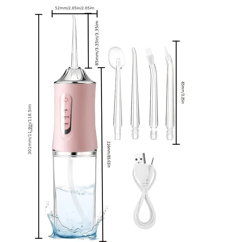 Portable Oral Irrigator with 360° Rotating Nozzle, Three Pressure Modes, USB Charging and Four Color Options