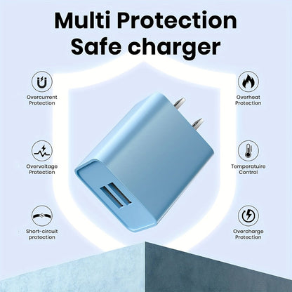 USB Wall Charger Cube Multi-Pack 2/3/4-Pack Dual Port 5V 2.1A with Short Circuit Protection, 100-240V Universal AC Adapter US Plug for iPhone 17 16 15 14 13 12 SE 11 Pro Max, Google Pixel, Huawei Android