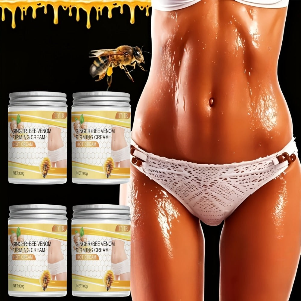Body Cream Four 100g Jars with Ginger, Bee Venom, Aloe and Lavender for External Body Massage