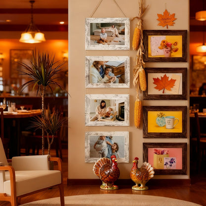 Four-Frame 4 x 6-Inch Hanging Photo Collage with Mats and White or Brown Checkout Color Options