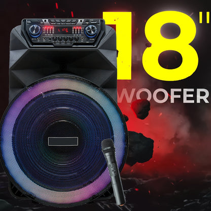 8-Inch Portable Party Speaker with Bluetooth, FM, LED Light, Remote, Microphone, AUX, USB and TF, Four Options