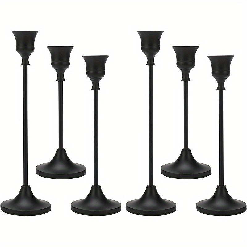Metal Bell Candlestick Holders Set – Vintage Copper & Black Taper Candle Holders for Wedding Centerpieces, Christmas Table Decor, Halloween, Anniversary, Birthday Party, Home & Hotel Decoration