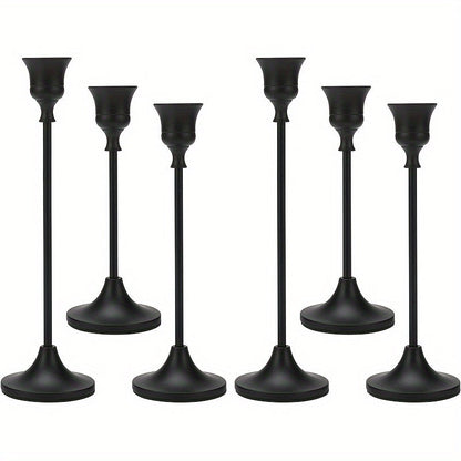 Metal Bell Candlestick Holders Set – Vintage Copper & Black Taper Candle Holders for Wedding Centerpieces, Christmas Table Decor, Halloween, Anniversary, Birthday Party, Home & Hotel Decoration