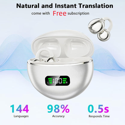 Open-Ear Clip Earphones Bluetooth 5.4 Wireless Earbuds for Glasses Wearers Small Ears Low Latency HD Calls All-Day Comfort Clip-On Open Ear Headphones Purple Black White