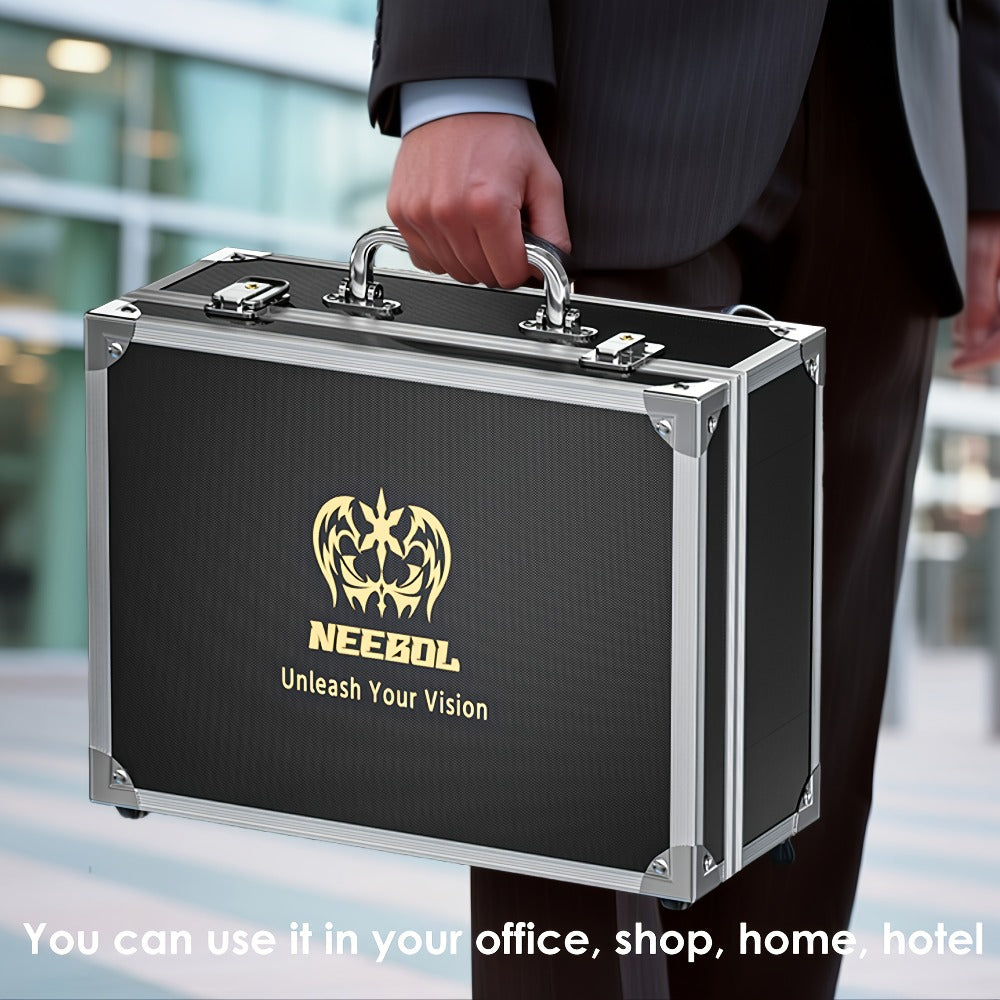 Black Hard-Sided Tattoo Tool Storage Case with Carry Handle, Latches and Pictured Interior Compartments