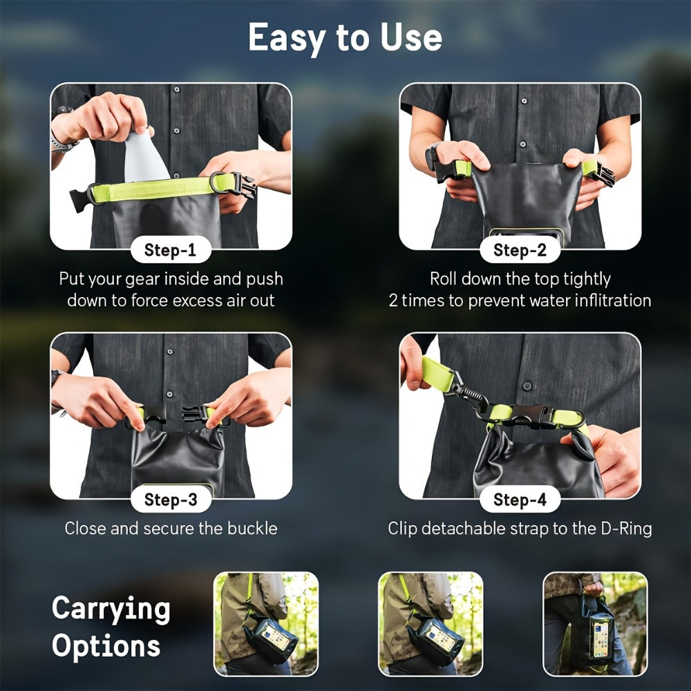 Dry Bag Set 3-Piece Roll Top Backpack with Phone Pouch & Dry Sack - Kayaking with the Listed Color, Size or Set Options for Everyday Carry