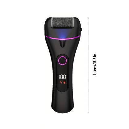 14-in-1 Rechargeable Electric Foot Care Kit with Three Roller Heads, Display and Black or Purple Finish