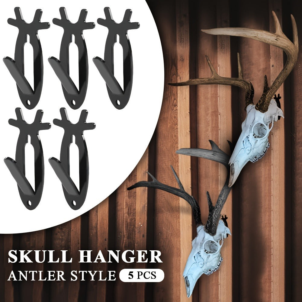 Five-Piece Deer-Head Wall Hook Set with Antler-Inspired Shape for Entryway or Bedroom Storage