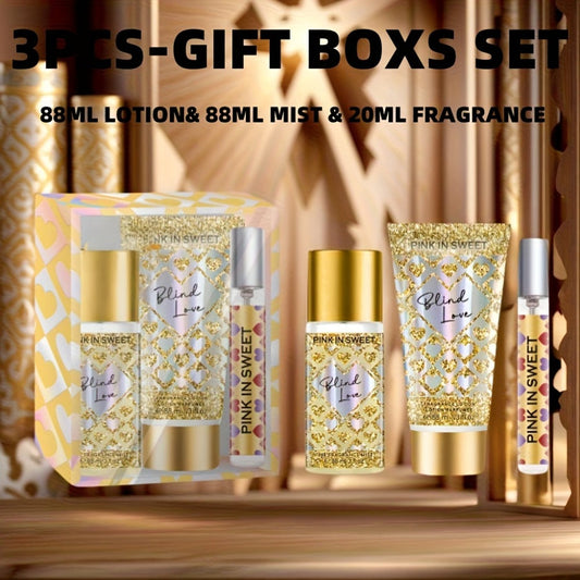 Perfume Gift Set for Women 3-Piece Body Spray Moisturizing Cream Mini EDP Sweet Gourmand Fragrance Long Lasting Date Night Party Birthday Gift
