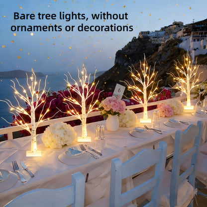 LED Illuminated Birch Tree Decoration – Battery-Powered Warm White Glowing Birch Trees for Wedding, Home, Fireplace & Indoor Gatherings – Freestanding Decorative Light Display, 4 or 6 Pack