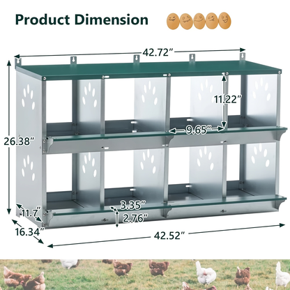 Metal Chicken Nesting Box Galvanized Steel 3-10 Compartment Roll-Away