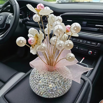 Crystal-Style Flower Decorations for Car Console or Home Display in Six Piece-Count and Color Styles