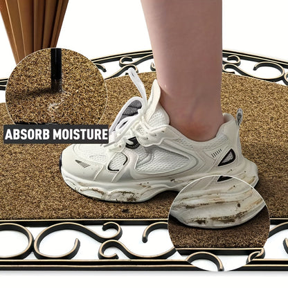 Decorative Entrance Mat System with Scrollwork Base, Removable Printed Insert and Full 17.72-by-29.53-Inch Option