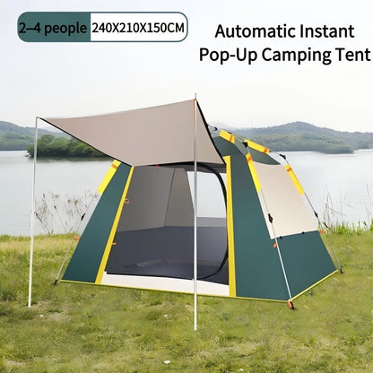 Camping Tent Pop-Up with 1-3, 2-4 or 4-6 Person Options and Select Picnic-Mat Bundles for Outdoor Camp Setup