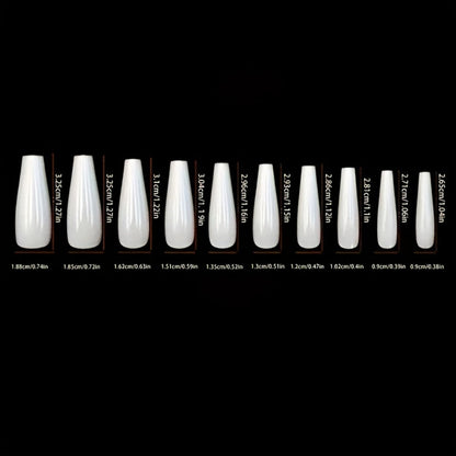 Press On Nails 216-Piece Medium Ballet Coffin Set with Floral, Butterfly, Gradient and Marble Designs