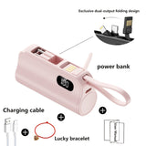 1PC Power Bank (Pink) + 1PC Data Cable + 1PC Red Bracelet