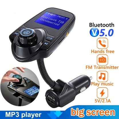 Bluetooth 5.0 Car FM Transmitter Adapter Hands-Free Calling Dual USB Quick Charge Car MP3 Player Wireless Car Kit for iPhone Android Music Streaming