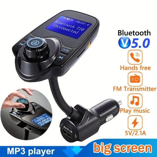 Bluetooth 5.0 Car FM Transmitter Adapter Hands-Free Calling Dual USB Quick Charge Car MP3 Player Wireless Car Kit for iPhone Android Music Streaming