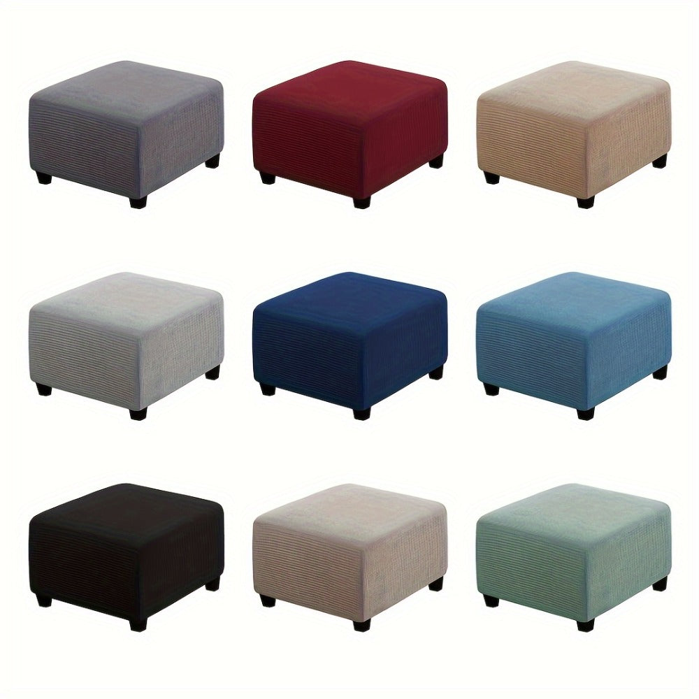 Square Ottoman Cover with Elastic Band in Six Color Labels and L or XL Size Options for Home and Office Footstools