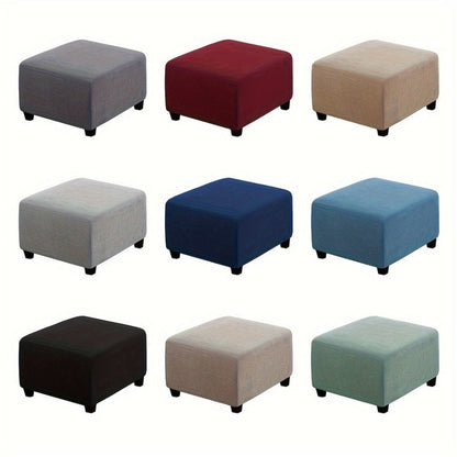 Square Ottoman Cover with Elastic Band in Six Color Labels and L or XL Size Options for Home and Office Footstools