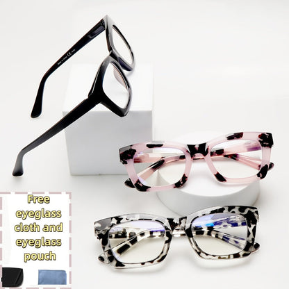Blue Light Blocking Reading Glasses 3 Pack - Anti Blue Light Computer Readers for Women and Men, Square Spring Hinge Frames with Eyeglass Cloths and Bags, Multiple Magnifications