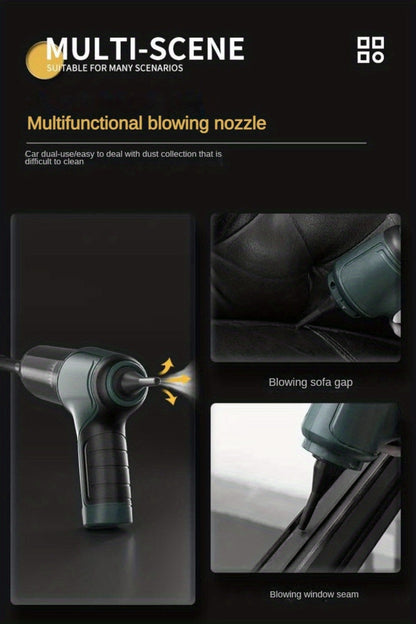 Handheld Vacuum Cleaner 3-in-1 with Suction, Blowing and Air Extraction Modes in Three Colors